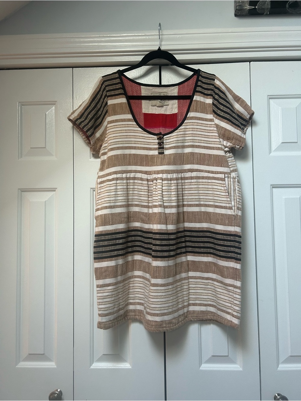 Ace & Jig Striped Scoop-Neck Women’s Dress in Beige and Black